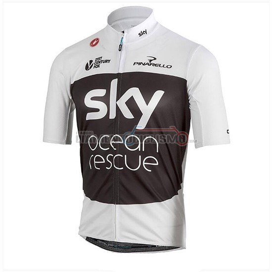 Abbigliamento Ciclismo Sky Manica Corta 2018 Bianco Nero